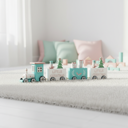 Tren NavideÃ±o MuÃ±eco de Nieve Rosa y Azul â€“ 35 cm