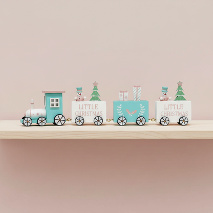 Tren NavideÃ±o MuÃ±eco de Nieve Rosa y Azul â€“ 35 cm