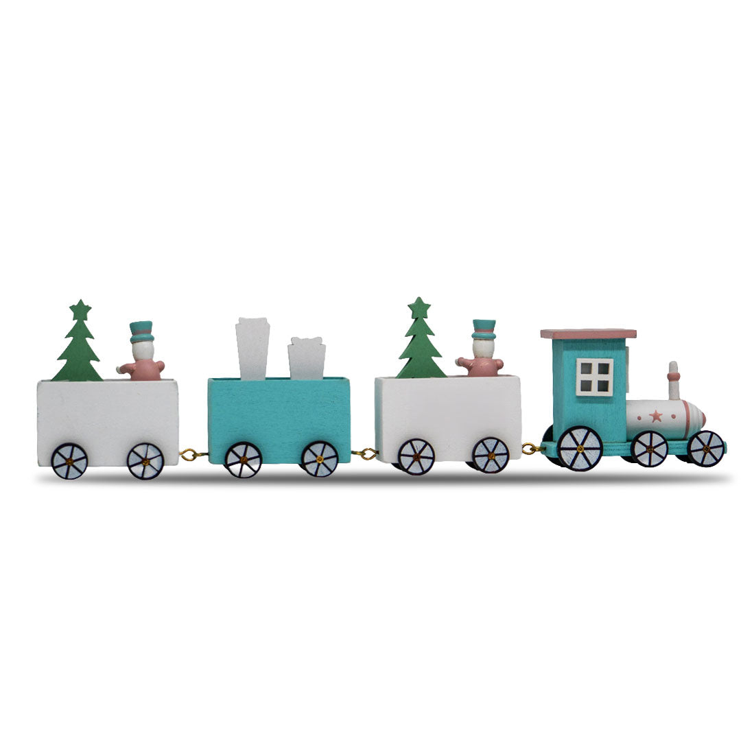 Tren NavideÃ±o MuÃ±eco de Nieve Rosa y Azul â€“ 35 cm