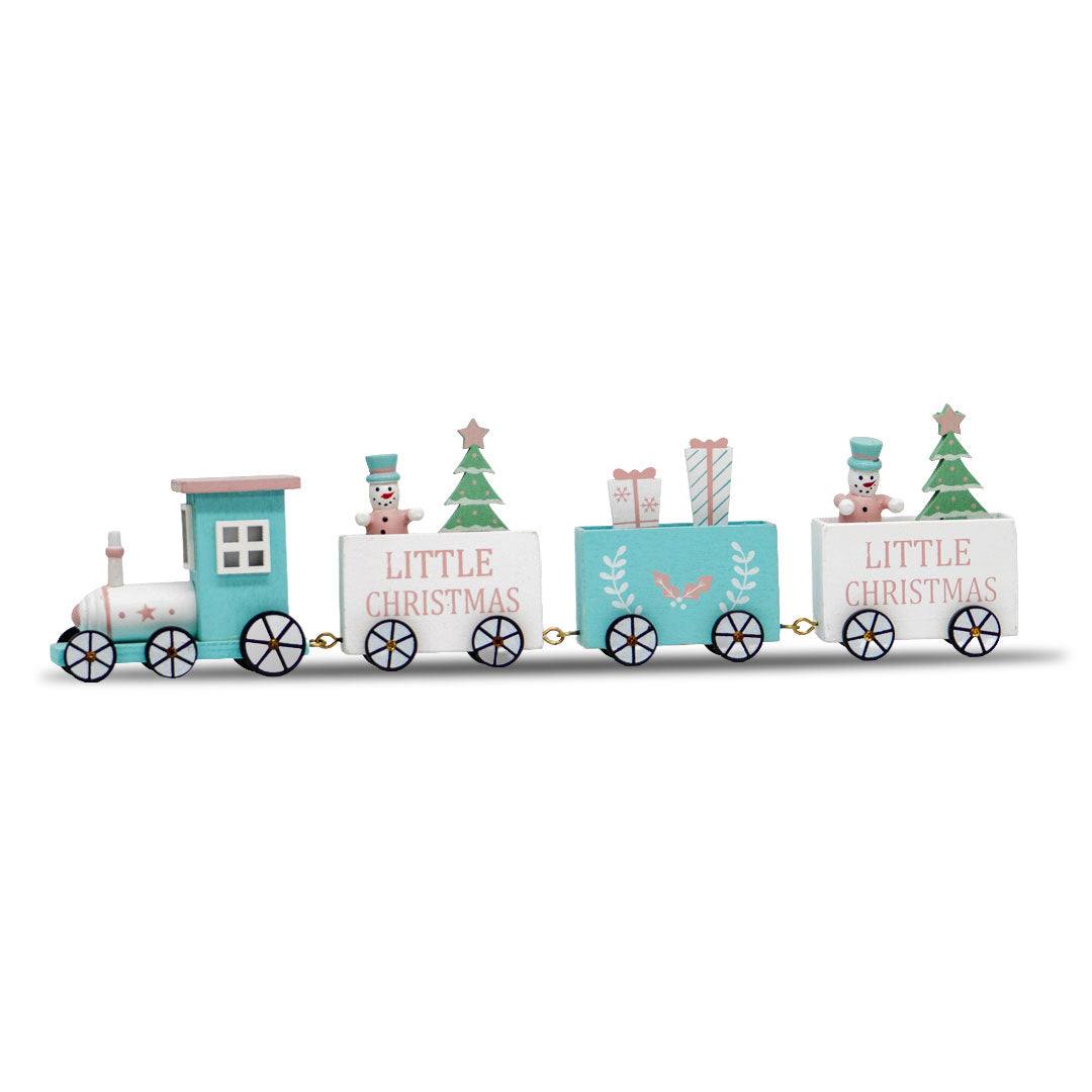 Tren NavideÃ±o MuÃ±eco de Nieve Rosa y Azul â€“ 35 cm