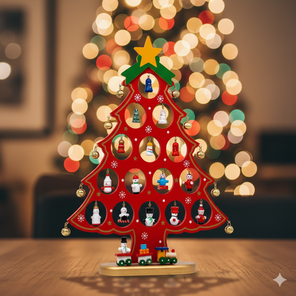 Adorno NavideÃ±o Ãrbol Rojo con Tren â€“ 32 cm