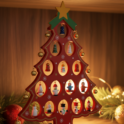 Adorno NavideÃ±o Ãrbol Rojo con Tren â€“ 32 cm