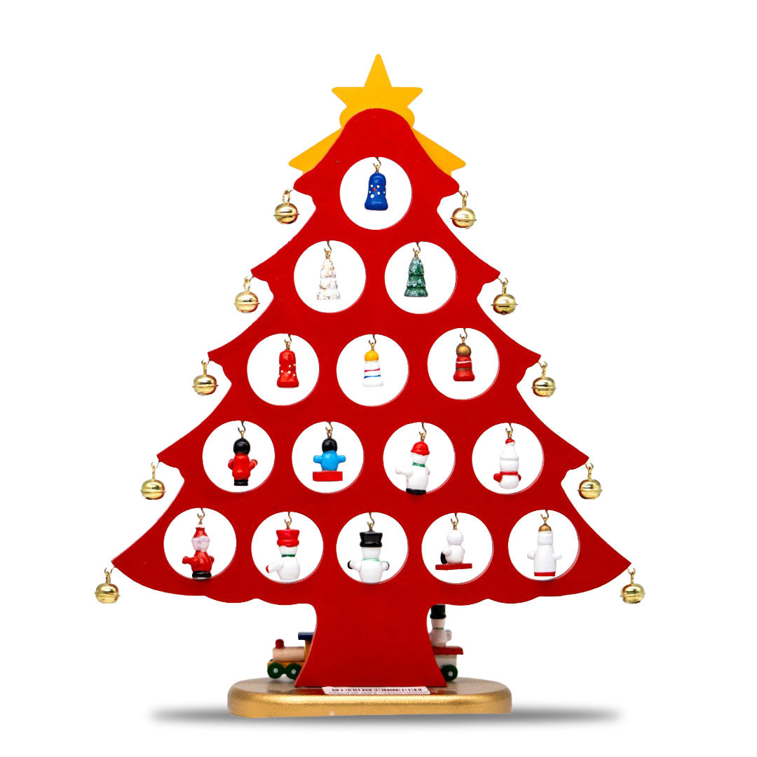 Adorno NavideÃ±o Ãrbol Rojo con Tren â€“ 32 cm