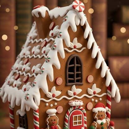 Adorno NavideÃ±o Casa de Jengibre con Nieve y Cocinero â€“ 24 cm