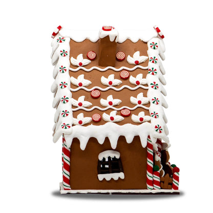 Adorno NavideÃ±o Casa de Jengibre con Nieve y Cocinero â€“ 24 cm