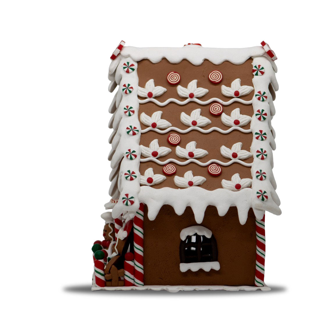Adorno NavideÃ±o Casa de Jengibre con Nieve y Cocinero â€“ 24 cm