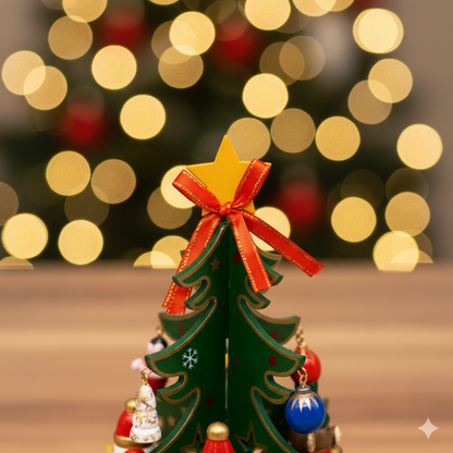 Adorno NavideÃ±o con Caja Musical Ãrbol Verde y Santa â€“ 22 cm