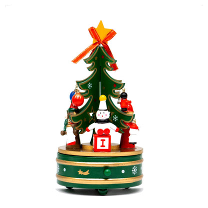 Adorno NavideÃ±o con Caja Musical Ãrbol Verde y Santa â€“ 22 cm
