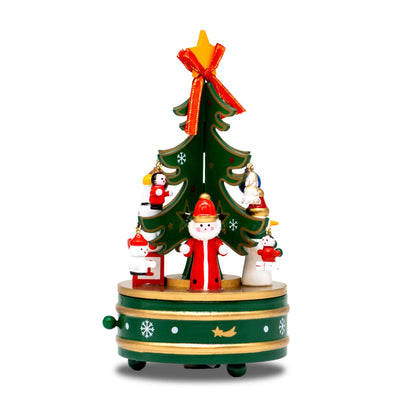 Adorno NavideÃ±o con Caja Musical Ãrbol Verde y Santa â€“ 22 cm