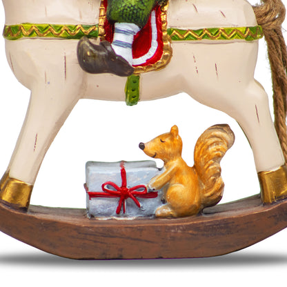 Adorno Navideño Niño en Caballo Mecedora 21 cm