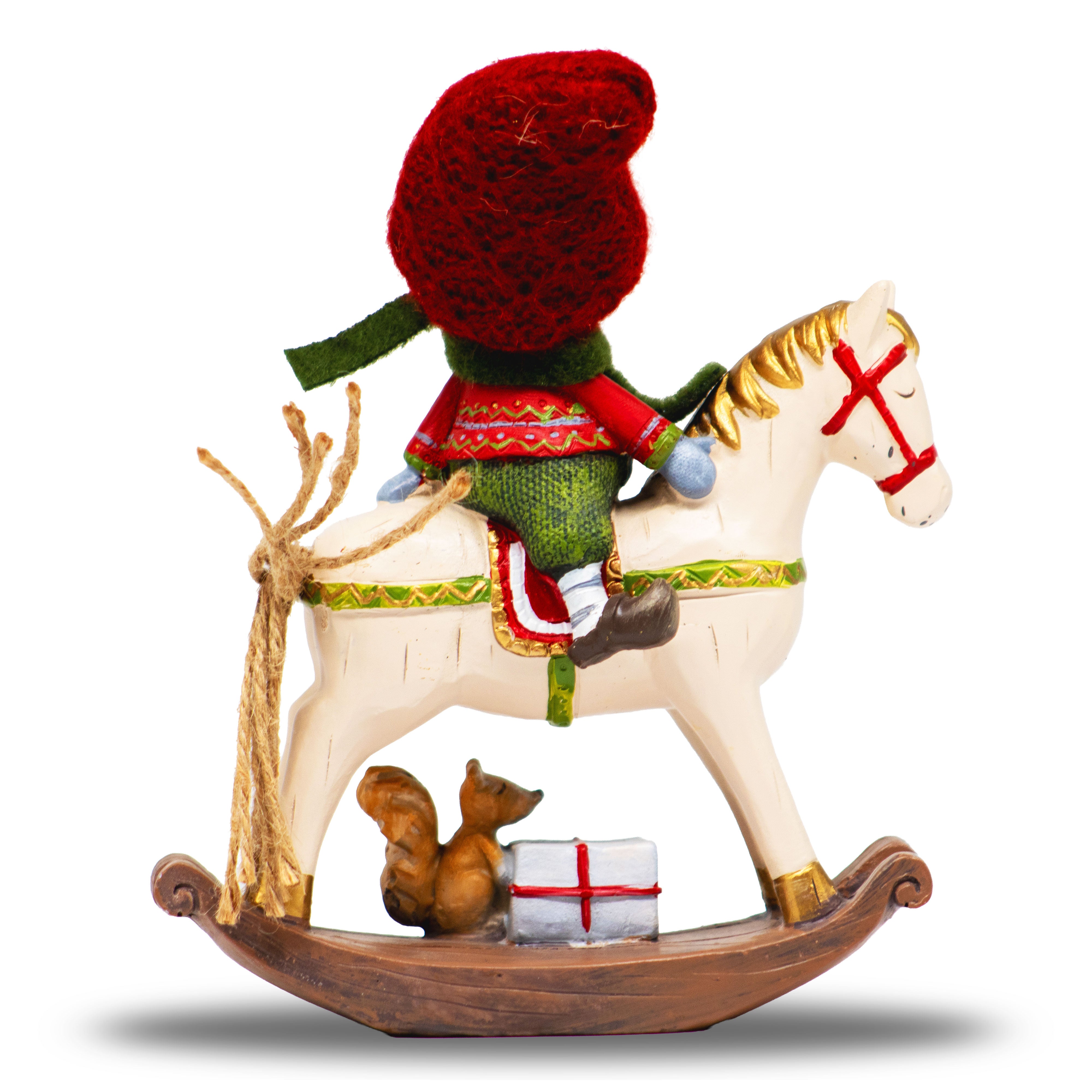 Adorno Navideño Niño en Caballo Mecedora 21 cm