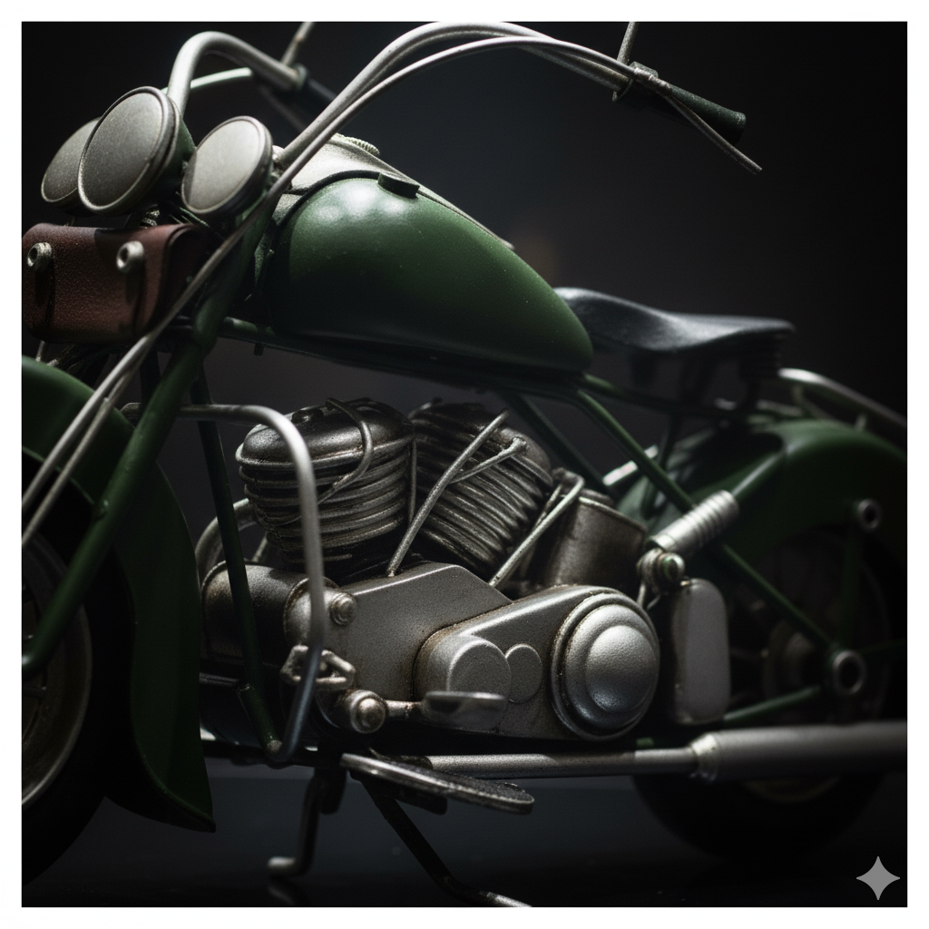 Moto Verde Militar Adorno De Metalico Vintage