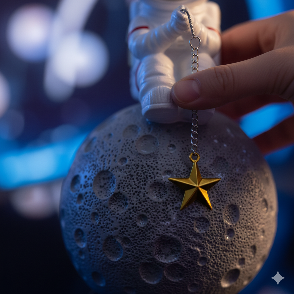 Figura Decorativa de Poliresina Astronauta Pescando Estrellas 17 cm
