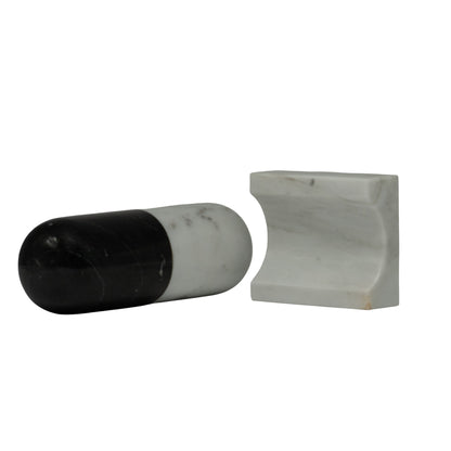 Cápsula con Base de Mármol Figura Decorativa Blanco y Negro 15 cm