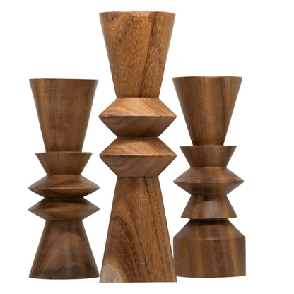 Juego de 3 TÃ³tems Decorativos de Madera â€“ 34 cm