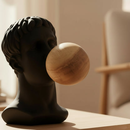 Busto con Chicle Negro + Madera Figura Decorativa Moderna 34 cm