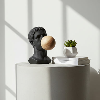 Busto con Chicle Negro + Madera Figura Decorativa Moderna 34 cm