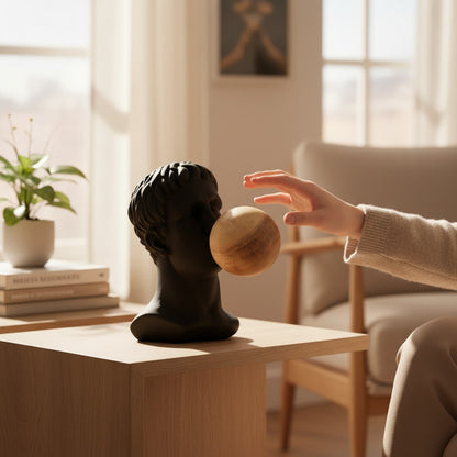 Busto con Chicle Negro + Madera Figura Decorativa Moderna 34 cm