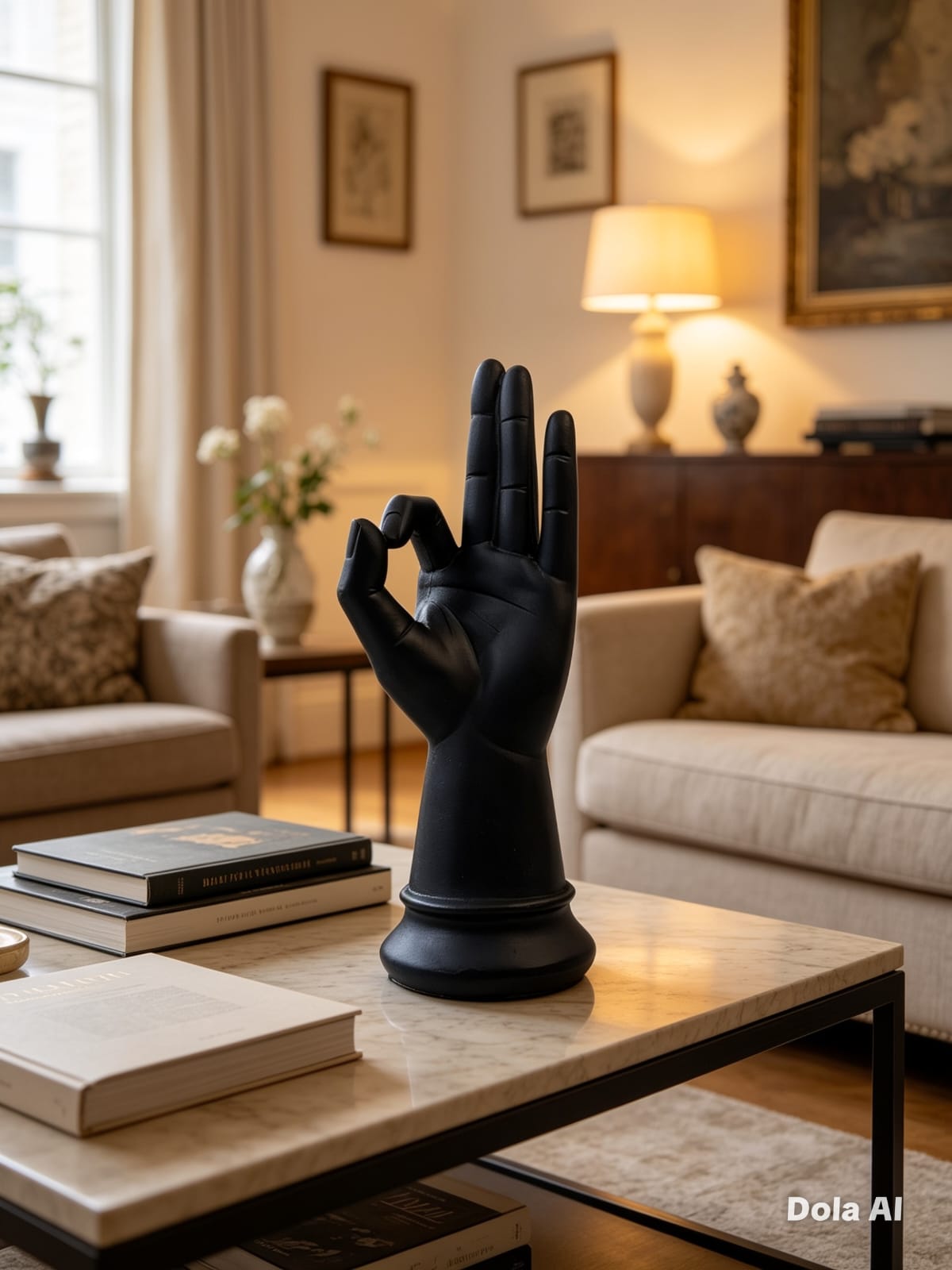 Figura Mano Ok Ceramica Negro
