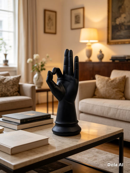 Figura Mano Ok Ceramica Negro